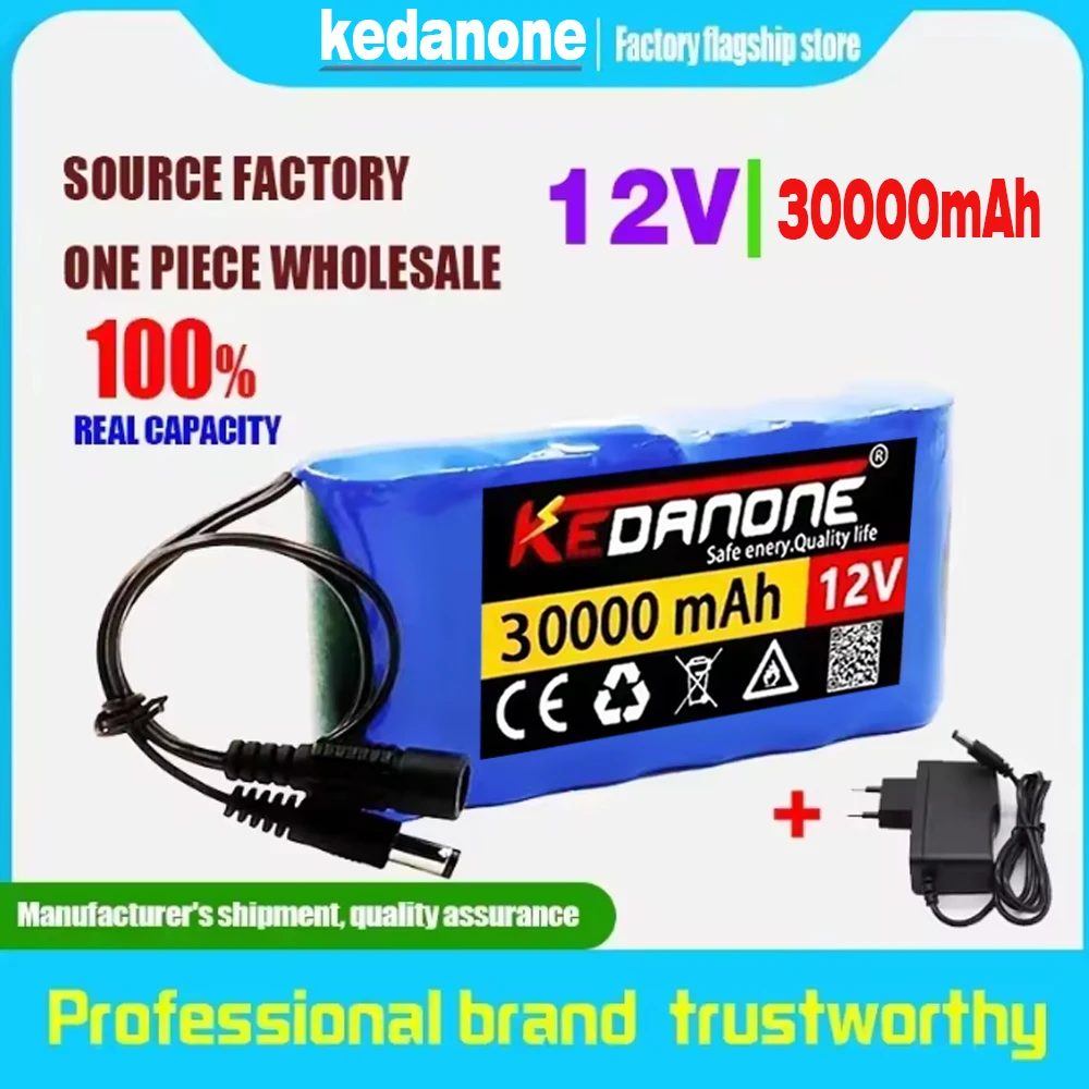 

NEW Portable Super 12V 30000mah Battery Rechargeable Lithium Ion Battery Pack Capacity DC 12.6v 30Ah CCTV Cam Monitor +