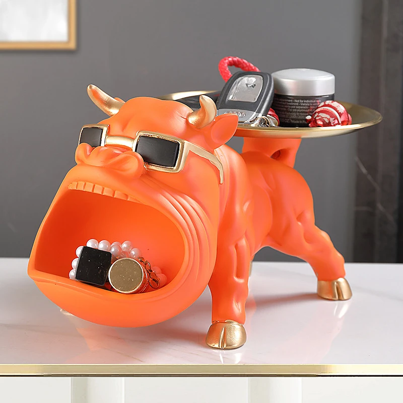 Modern Big Mouth Cow Storage Ornaments Art Resin Animal Crafts Decoration Living Room Sundries Candy Storage Box Home Decoration