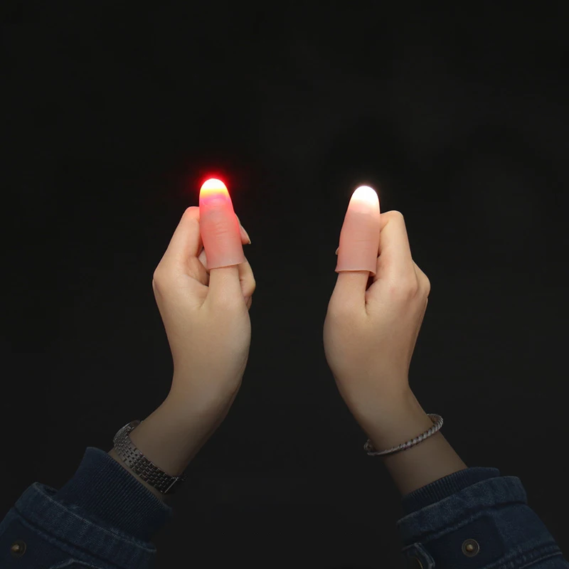 2PCS Funny Novelty Light-Up Thumbs LED Light Flashing Fingers Magic Trick Props Amazing Toys  charging  bright  for magician