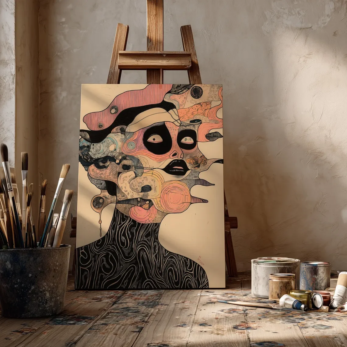 "Surreal Abstract Portrait Wall Print Decor - Psychedelic Il