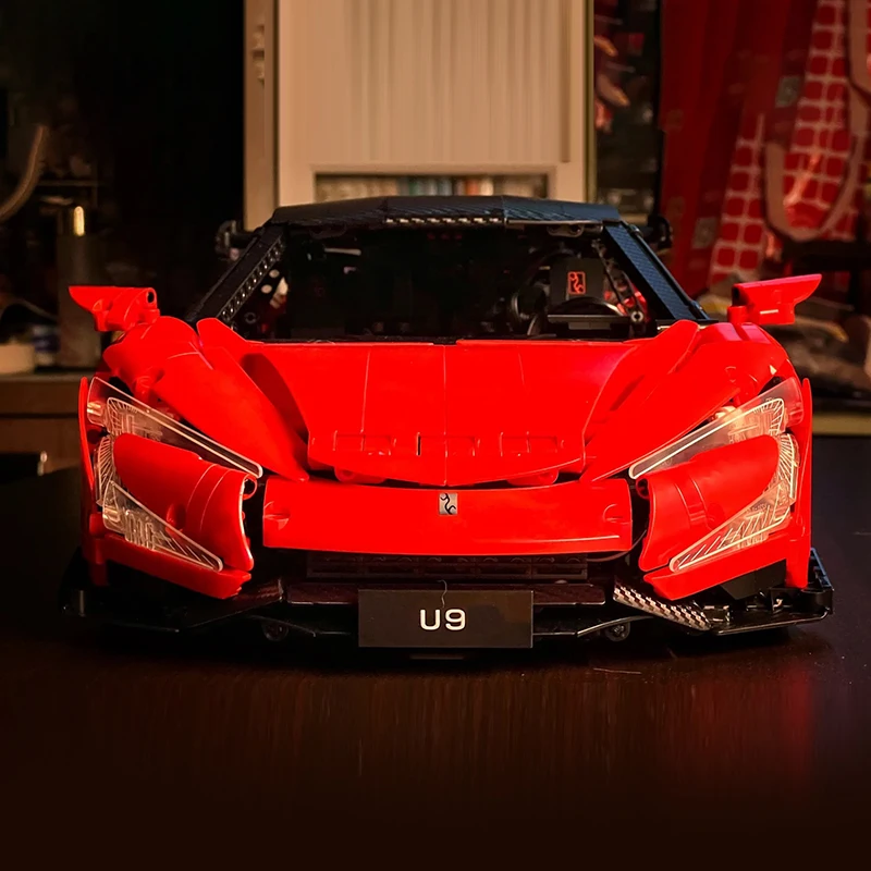 U9 Supersportwagen Technischer Baukasten 1:8 Maßstab Elektrischer Hypercar Konstruktions-Bausteine Modell DIY Montage-Spielzeug für Erwachsene – Detail 12