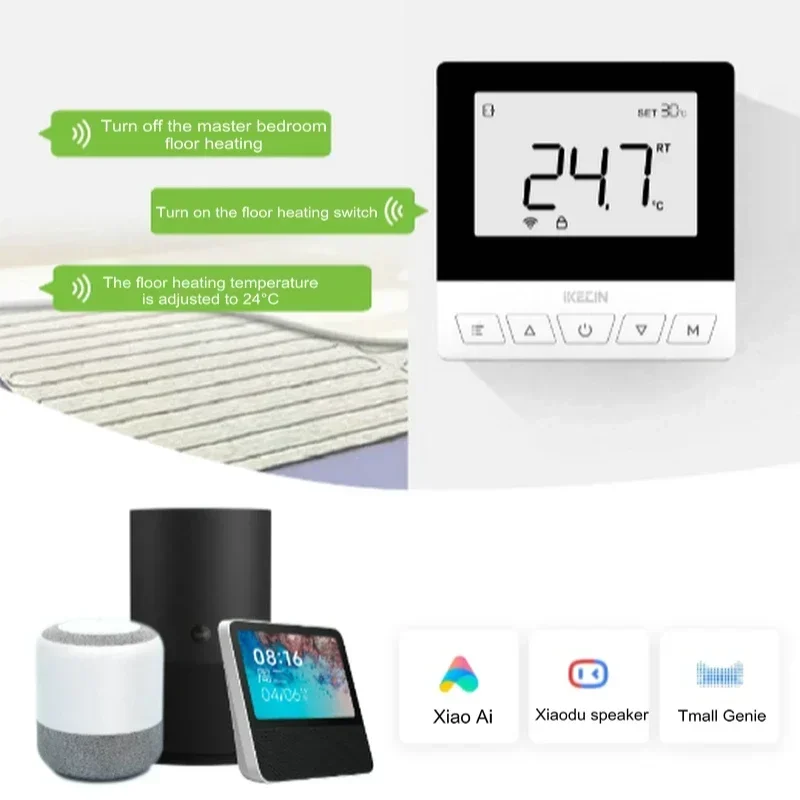 Termostato ambiente wi-fi, sistema de aquecimento por piso radiante, termorregulador, caldeira a gás de água, aquecimento de temperatura de piso com alexa, google home