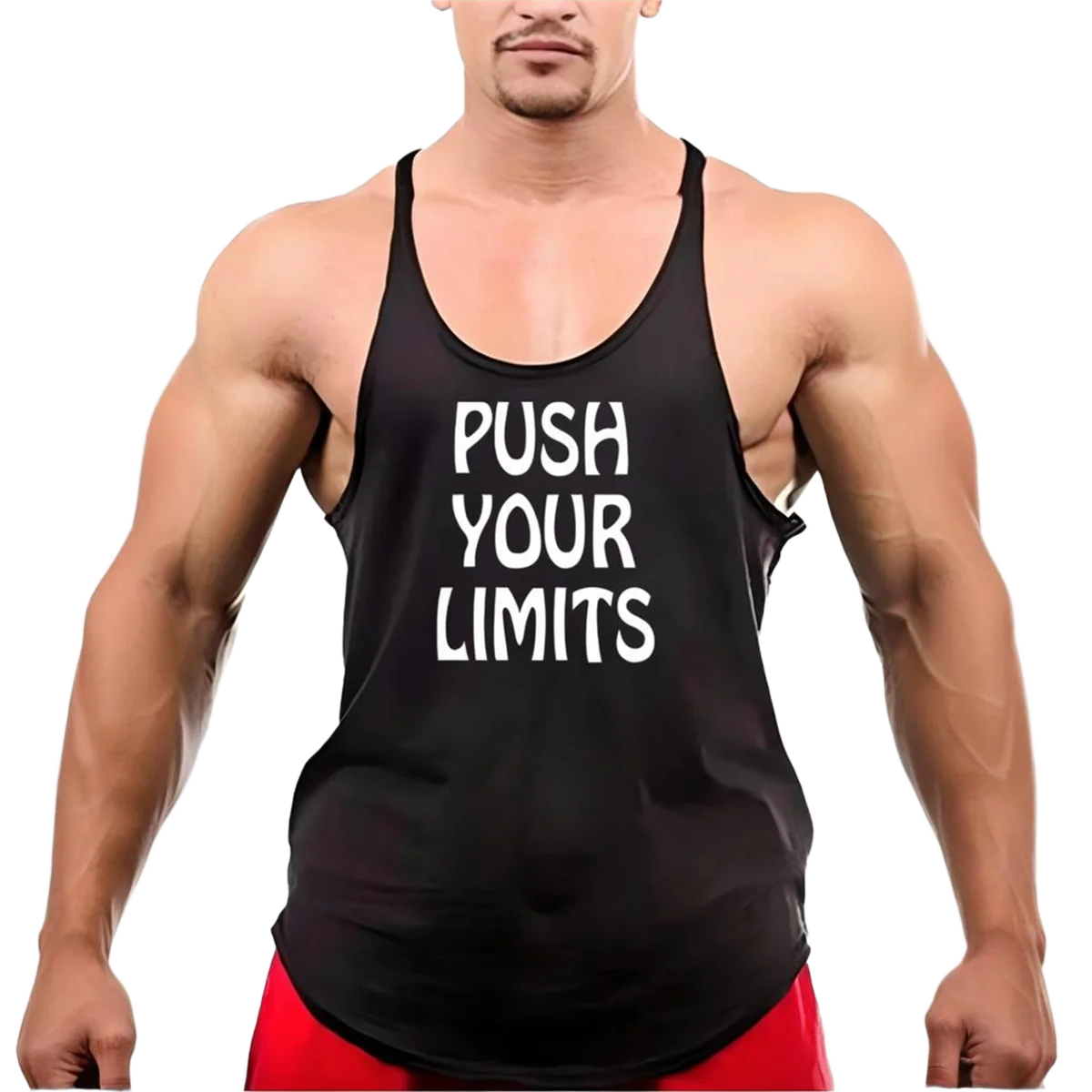 

"Push Your Limits" Men's Vest Summer Stringer Sleeveless Gym Fitness & Running New Muscle-Showing Bodybuilding Wear