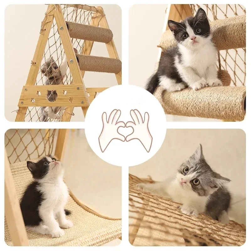 Imagem -05 - Grande Tamanho Pet Escalada Net Frame Ninho de Madeira Kitty Rack para Vários Gatos Gatinho Multifuncional Novo