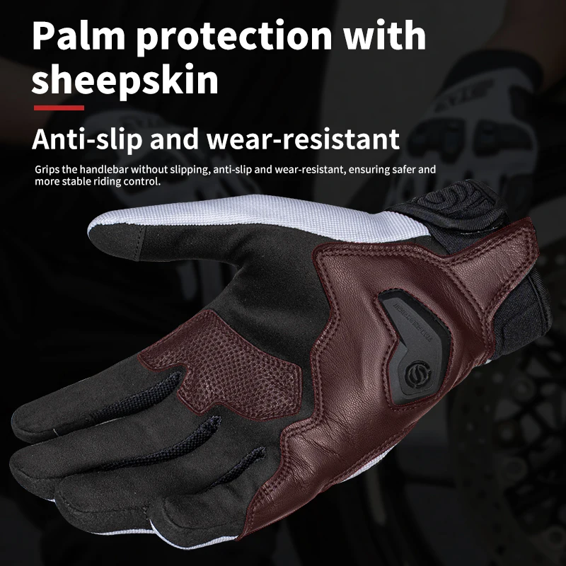 Star Field Knight 2026 New Motorcycle Gloves Summer Breathable Palms Real Goat Leather Non-slip Riding Equipment Touch Screen