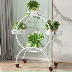 Plant Stand Flower Shelf Planter Rack Storage Indoor Garden Balcony Floor-standing Rack Flower Shop Rack With Pulley