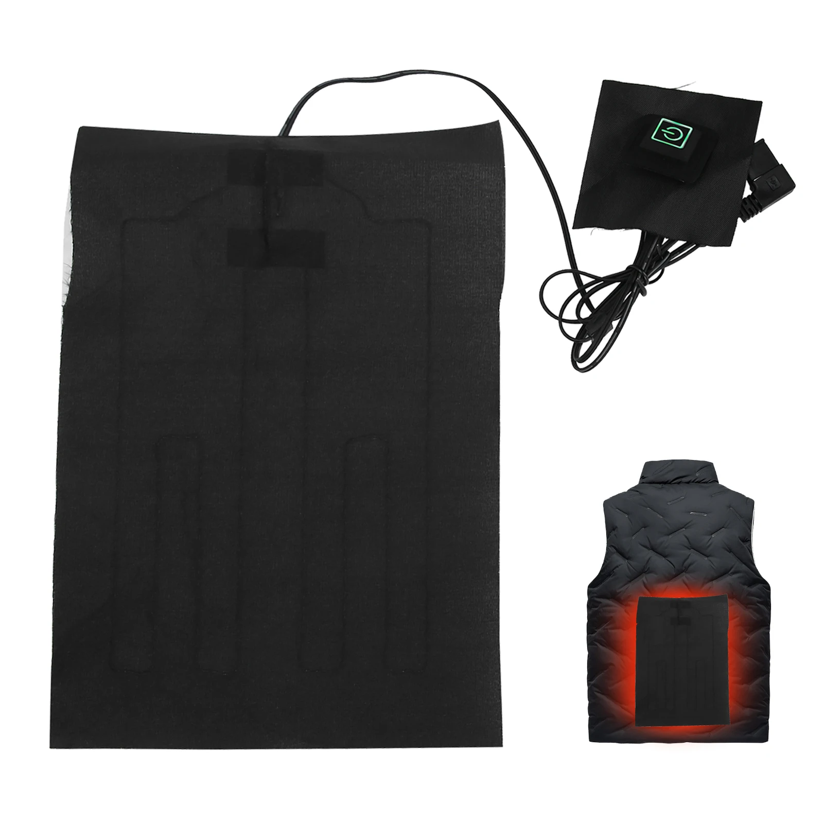Electric Heating Pad Temperature Adjustable 45℃-65℃ Electric Heating Sheet USB Heating Pad for Clothes Vest