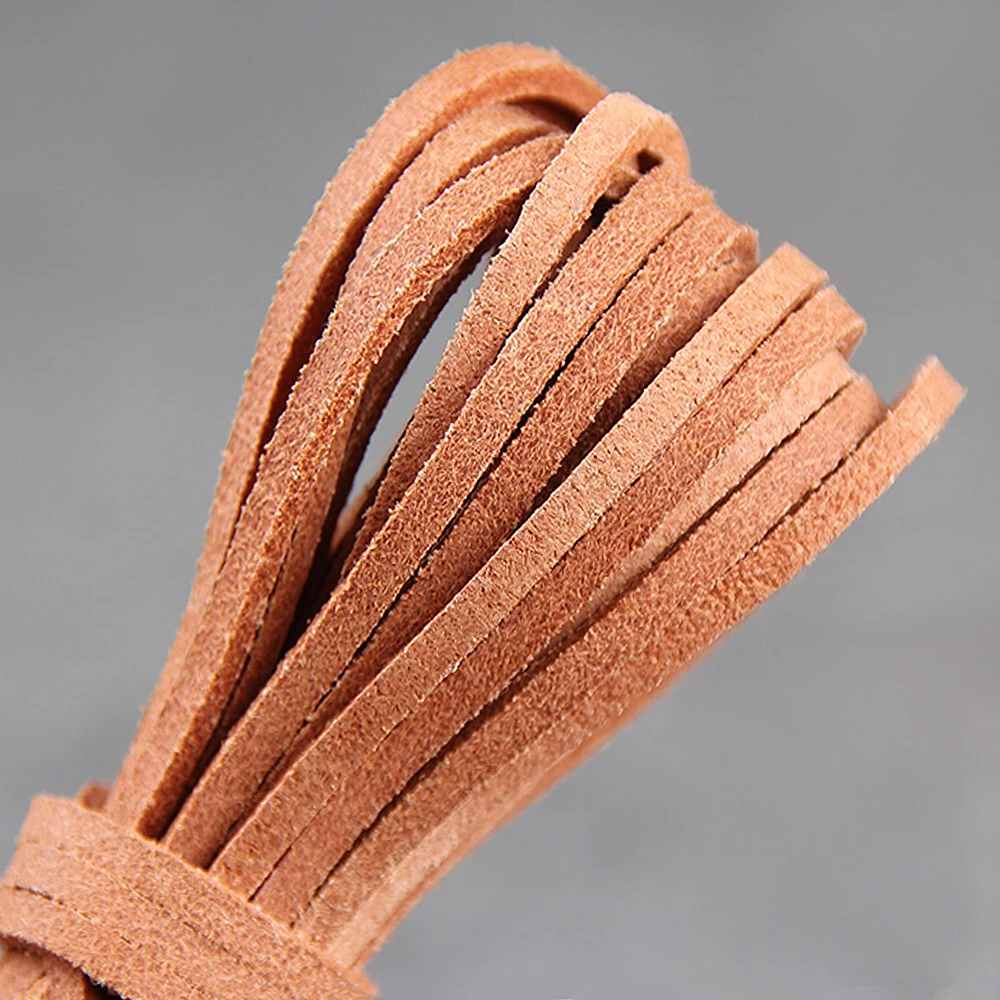 2 Meter Echtes Rindslederband Wildleder 3x2mm Flachdraht DIY Armband Halskette Hängeseil Dekorative Schnur Zubehör – Detail 6