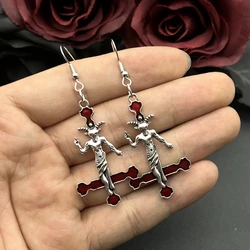 Goth Baphomet Inverted Cross Earrings,Satanic Upside Down Cross Earrings, Religion Dark Art,Fairy Gothic Lovers,Best Accessories