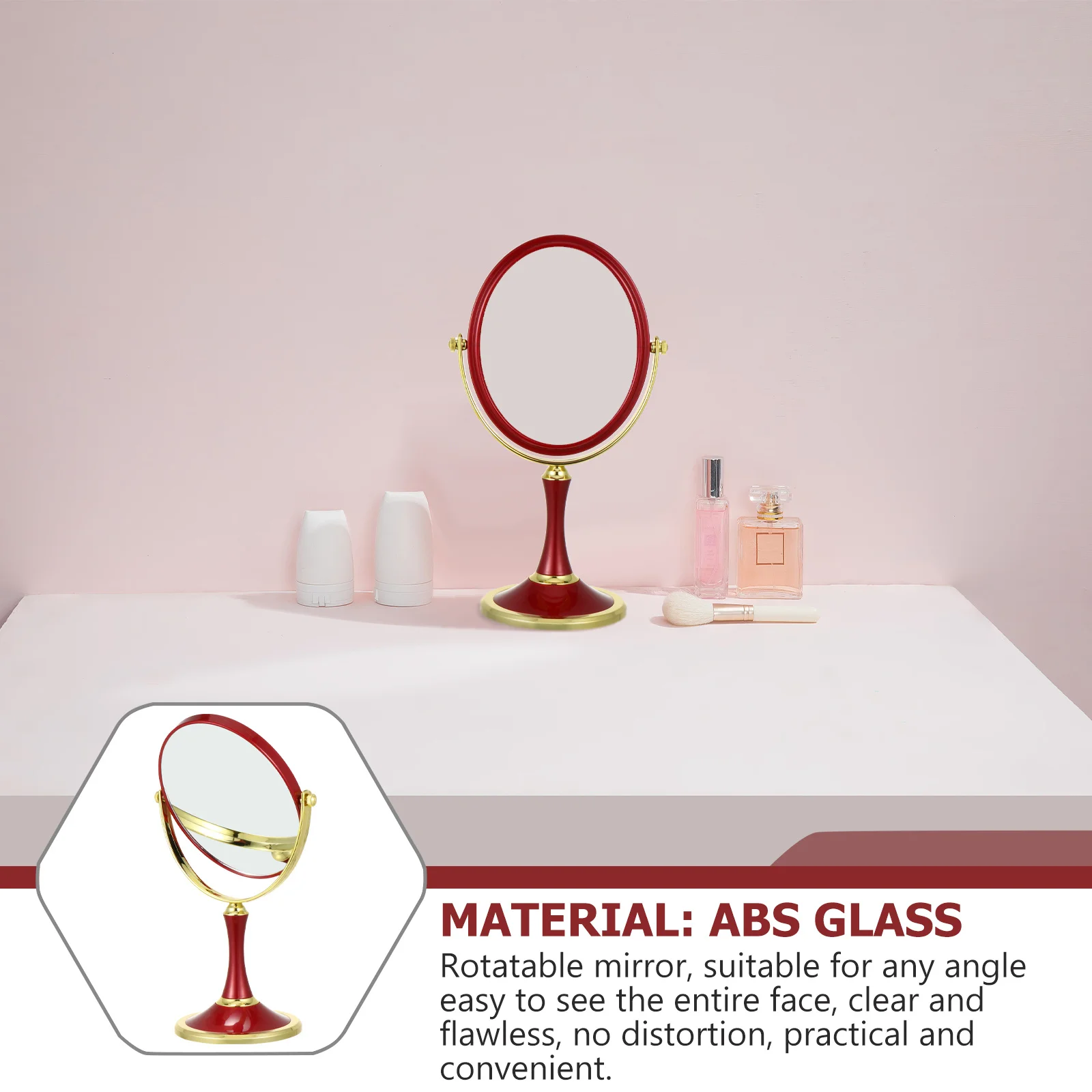 

1Pcs Dresser Mirror Double-Sided Mirror Elegant Design Clear View No Flaw Perfect Gift for Girls Ladies Home