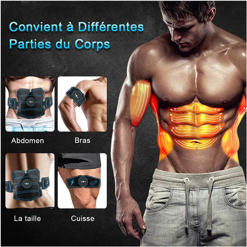 EMS Muscle Stimulator Massager Abdominal Trainer Belt Body Slimming Massage Smart Fitness Training Electric Weight Loss Stickers