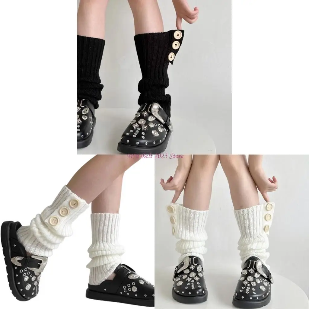 

49ME Women Leg Warmers Knit Long Leg Socks Harajuku Leg Cover Middle Tube Socks Gifts