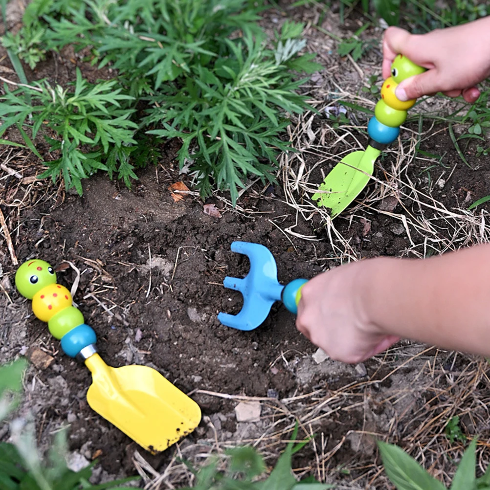 

Игрушки для двора Caterpillar, детские пляжные грабли, садовые детские мини-набор инструментов, безопасная семейная деятельность, копание почвы, пересадка, прополка