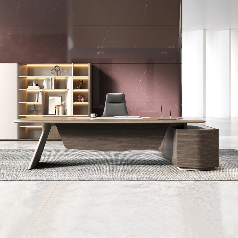 Foshan Luxury Modern Design L-shaped Director Manager CEO Boss Desk Furniture Factory Office Desk And Chair Set