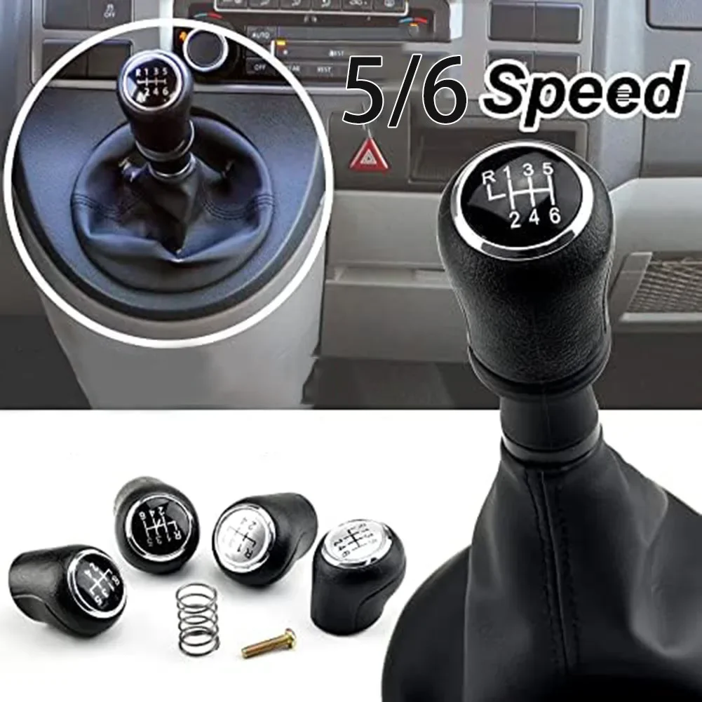 For Multivan Caravelle T5 2003-2010 Car 5/6 Speed Car Gear Shift Knob Leather Boot Car Shift Hand Ball Dust Cover Cab Gear Lever