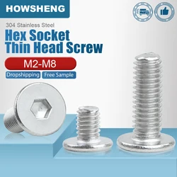 Hex Socket Ultra Thin Low Head Screw M2 M2.5 M3 M4 M5 M6 M8 CM Stainless Steel Flat Allen Wafer Head Screw