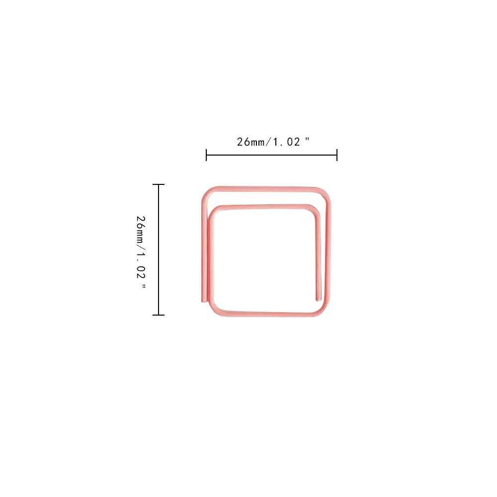 16 Pcs pink Color Metal Material square Shape Paper Clips Funny Kawaii Bookmark Office Shool Stationery Marking Clips