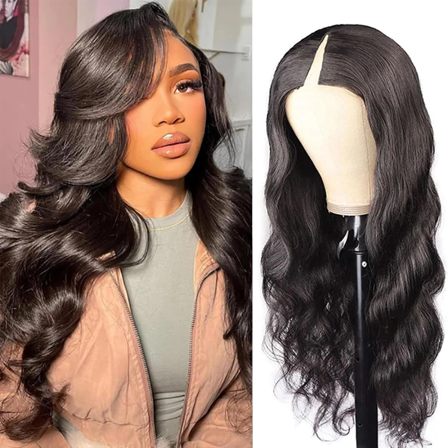 V Part Body Wave Wigs Human Hair Wigs For Women Human Hair Glueless V Shape Wigs No Leave Out V Part Body Wave Human Hair Wig