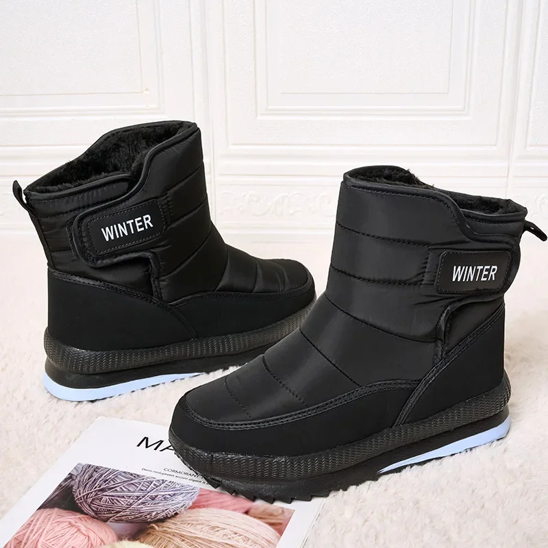 Winter Men Snow Boots High Quality Thick Casual Plush Cotton Boot Trendy High Top Waterproof Plush Ankle Boots New Large Size 46