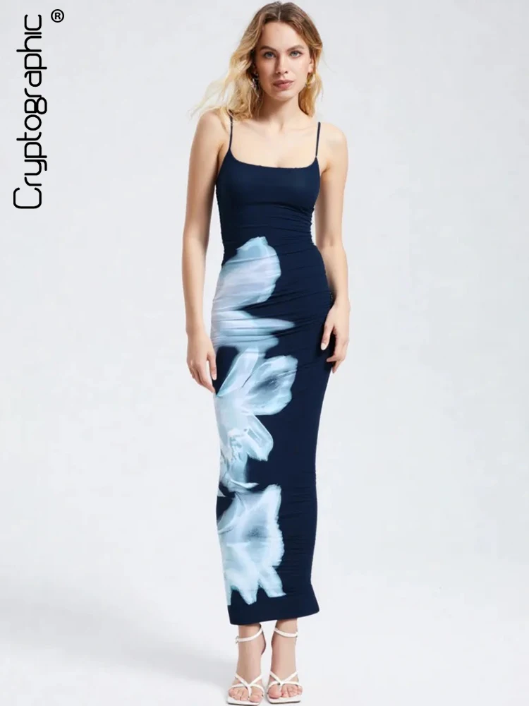 

Cryptographic модное сексуальное платье без рукавов с принтом, элегантные наряды для женщин, вечерние, Клубные длинные платья, халаты, летняя одежда