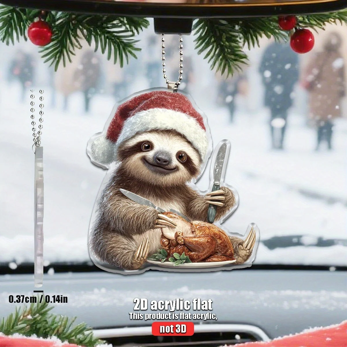 2D Acrylic Christmas Ornamen Laid-back Turkey Dinner Theme Car Home Holiday Decorations Christmas Tree Backpack Pendants Gifts