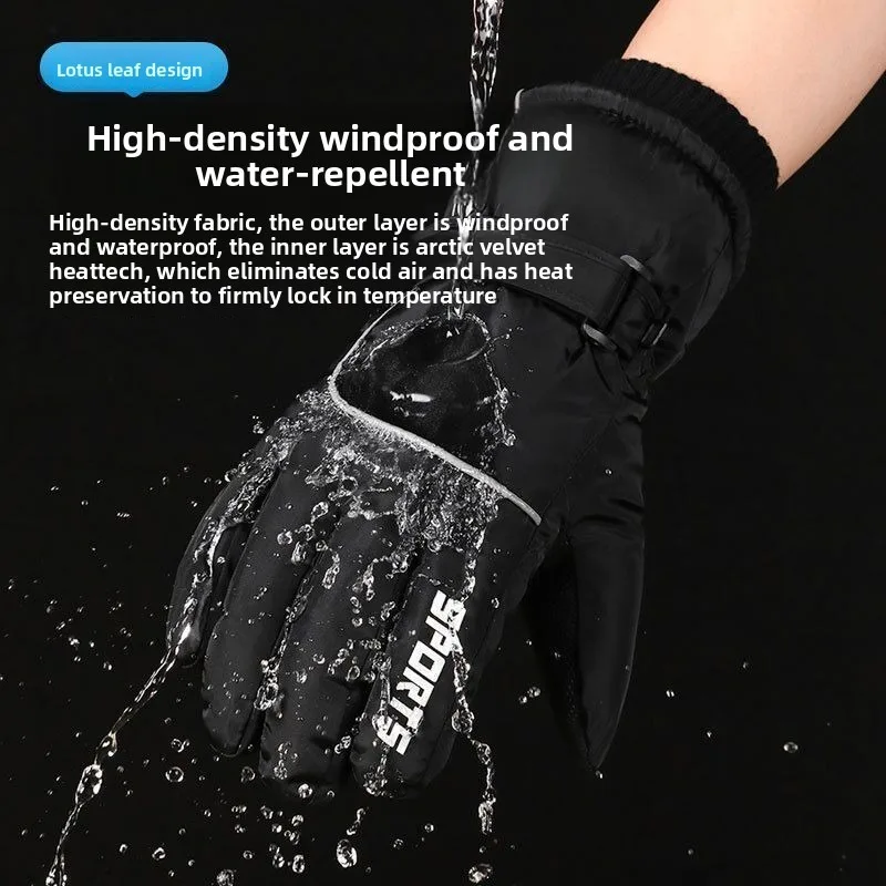 Winter Waterproof Touch Screen Thickened Thermal Ski Gloves for Men and Women Motorcycle Riding Outdoor Sports Windproof Non Sli