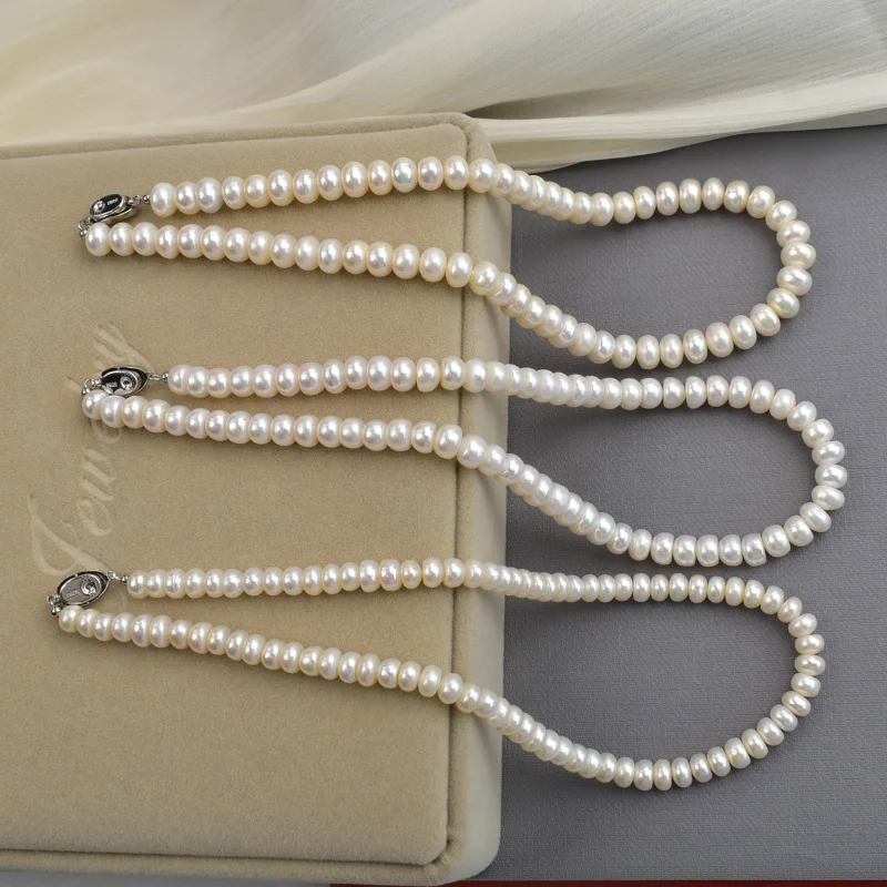

Natural Freshwater Pearl Necklace Female Strong Light 925 Silver Neck Clavicle Chain