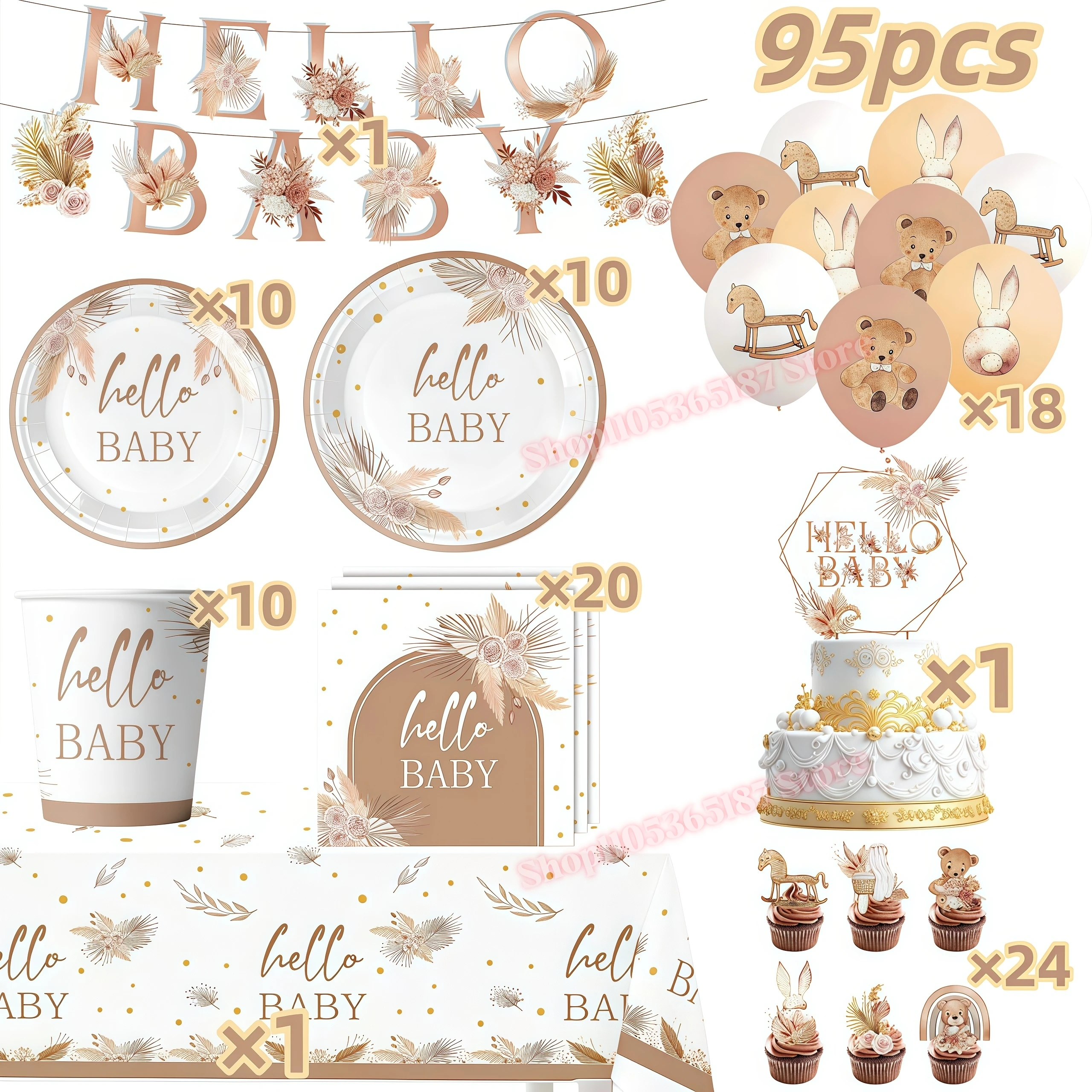 Hello Baby Geschlechts-Enthüllungs-Party-Zubehör Mädchen Junge Banner Flaggen Girlande Ballon für Babyparty 1. Geburtstag Dekoration – Detail 20