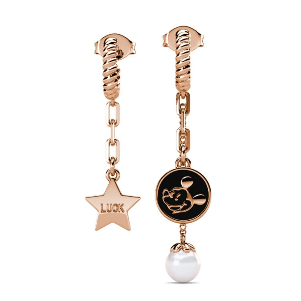 Daisini Women's Mickey Mouse Asymmetric Drop Earrings with Swarovski Crystals Star 