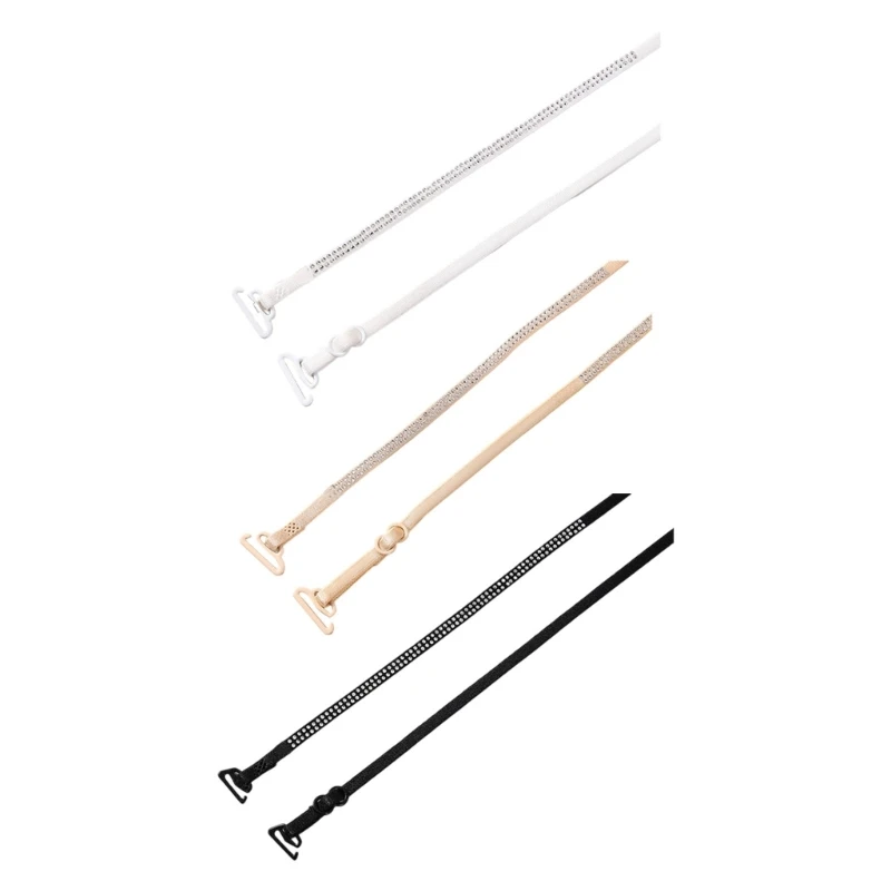 2PCS Rhinestones Decorated Bra Straps Invisible Support For Backless Dresses