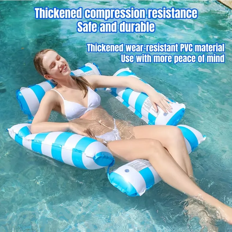 Inflatable Four Tubes Pool Float Durable PVC Floating Bed Comfort Water Raft for Outdoor Water Activities