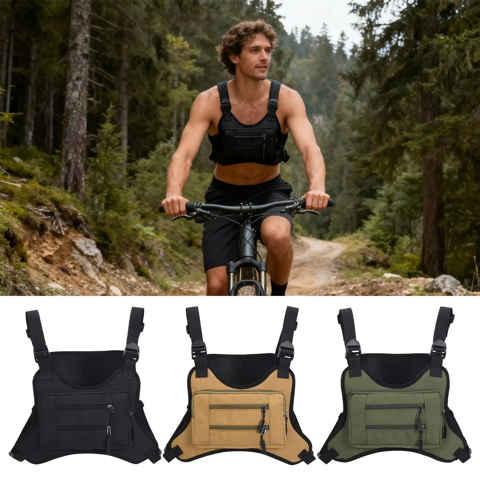 

Waterproof Chest Pack Lightweight Running Phone Pouch Hands-Free Sports Bag for Men, Hiking Cycling Workout Travel Jogging