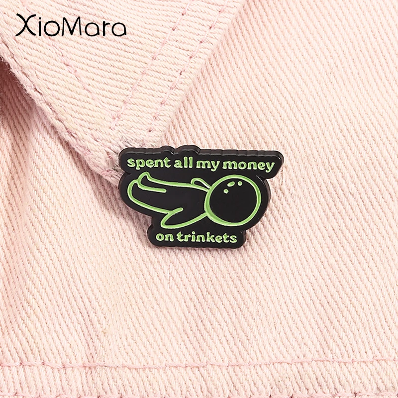 

Spent All My Money On Trinkets Enamel Pin Cartoon Action Figures Smiski Brooches Lapel Backpack Badge Jewelry Gifts For Friends