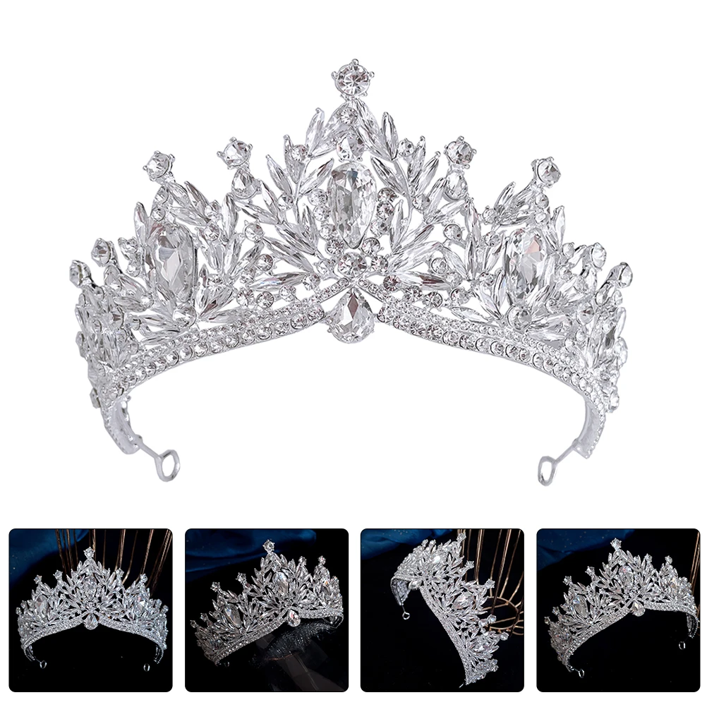 

Bridal Tiara Women Crown Headgear Zinc Alloy Adult Wedding Bride Tiaras Hair Accessories Rhinestone Crown Durability Stylish