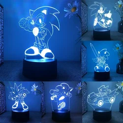 Sonic 3D Night Light LED 7 Color 16 Color Kawaii Light Sonic Action Figure Anime Home Bedroom Decorative Toys Kids Birthday Gift