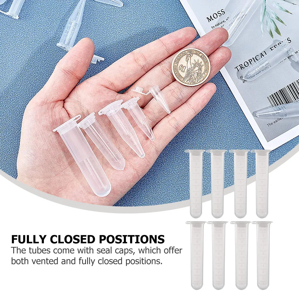 

200pcs Tubes Lab Test Tubes Mini Polypropylene PP Sample Containers Lids 10ml Round Bottom Graduated for biochemistry