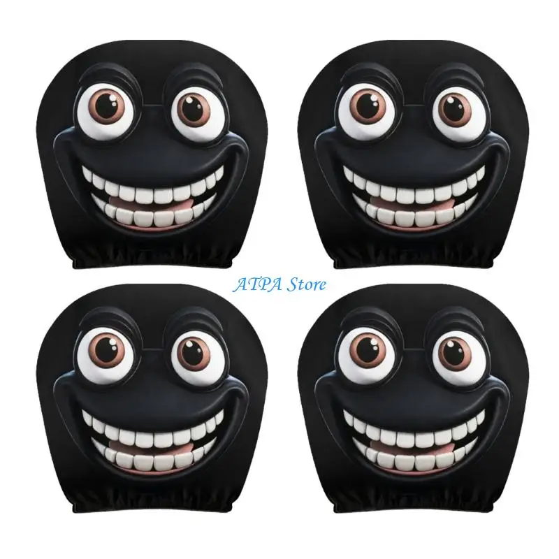 U13C Amusing Frogs Print Headrest Cover Breathable Polyester Quick Setups for Vehicle