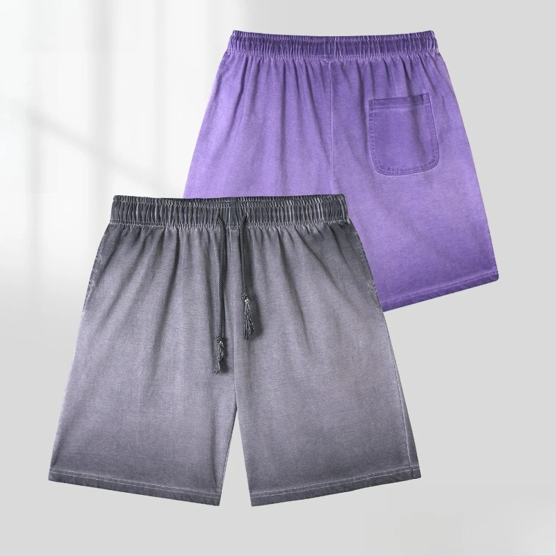 

Шорты Heavyweight из хлопка 300 г/м² с эффектом потертости, винтажные, летние, с градиентной окраской, в американском стиле, уличные, длиной до колена