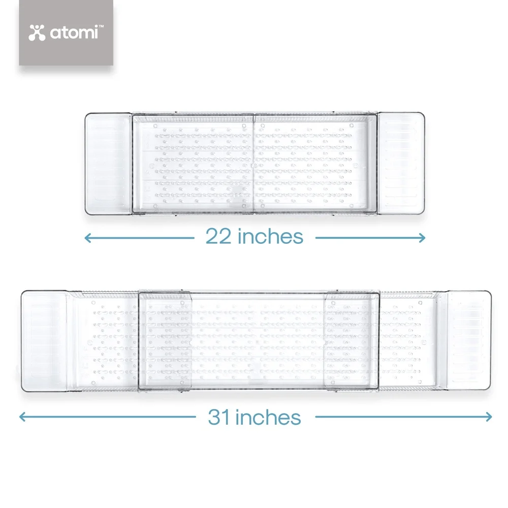 Vassoio per vasca da bagno regolabile in acrilico Vassoio per vasca espandibile Vassoio per spa impermeabile Facile da pulire Organizzatore da bagno multiuso portatile con drenaggio