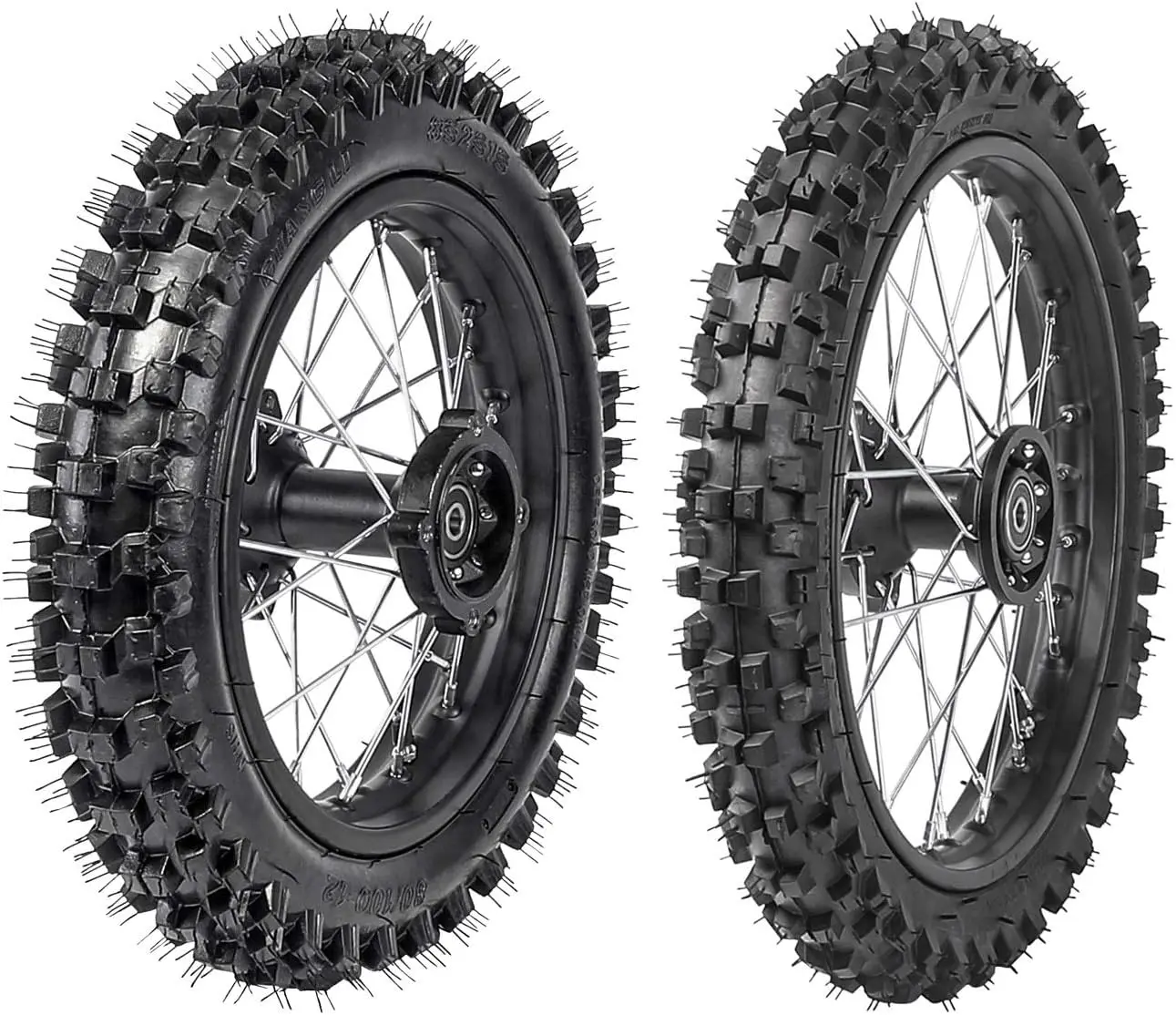 

60/100-14 Front and 80/100-12 Rear Disc Brake Wheel Tires Rim With 12mm Bearing for Pit Dirt Bike