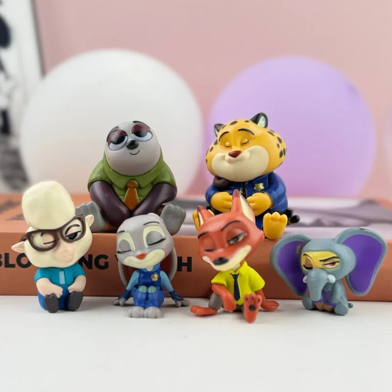 

Disney Zootopia Car Ornaments 6pcs Set Cartoon Dashboard Decor Office Desk Bedside Table Figure Cake Topper Collection Gift