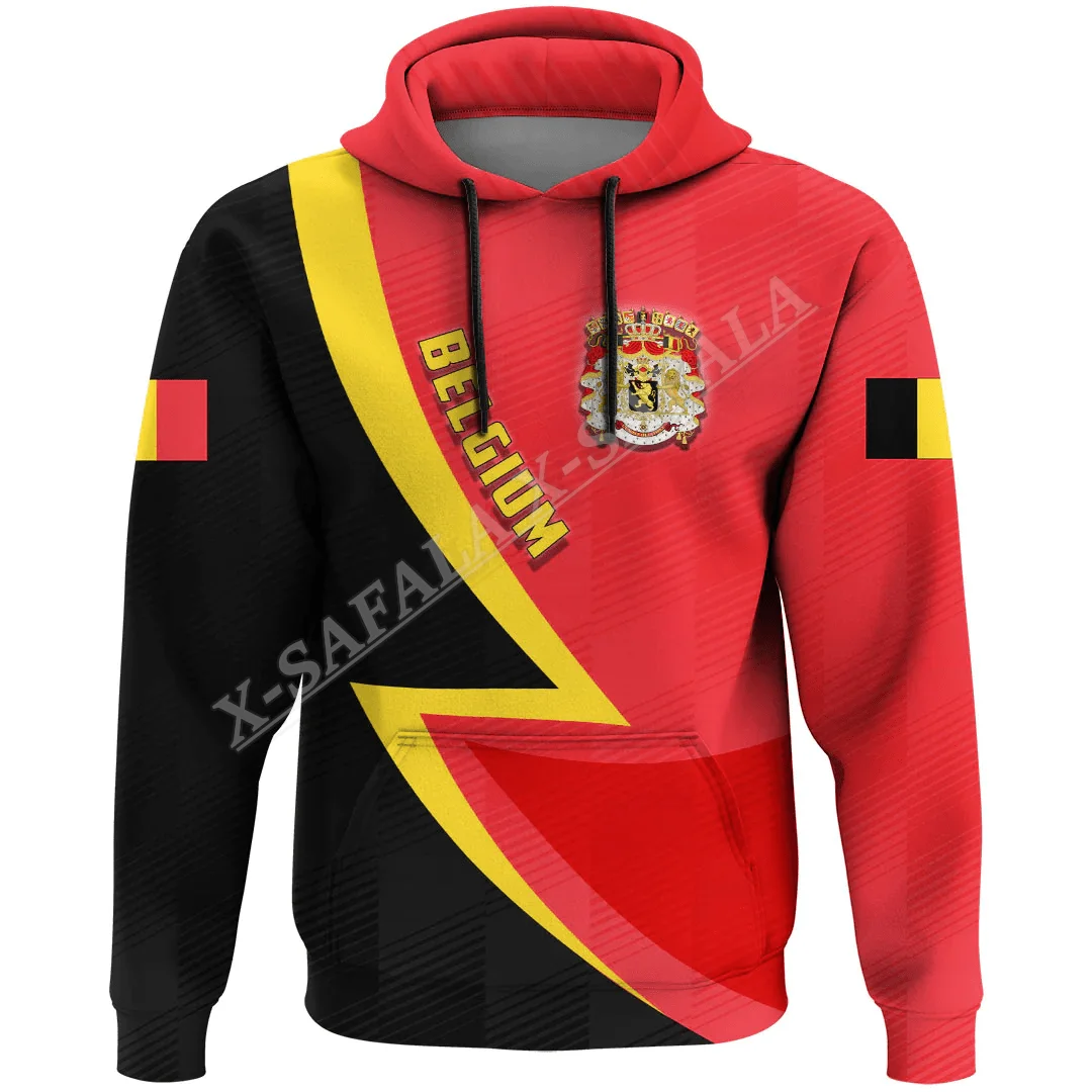 Belgian Country Emblem Flag 3D Print Zipper Hoodie Men Pullover Sweatshirt Hooded Jersey Tracksuit Outwear Coat Casual-1