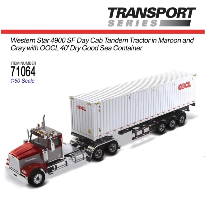 DM 1:50 CASCADIA Cab Tandem Tractor With 40 Dry Good Sea Container Skeleton Trailer Model Alloy 71048/71064/71069 for Collection