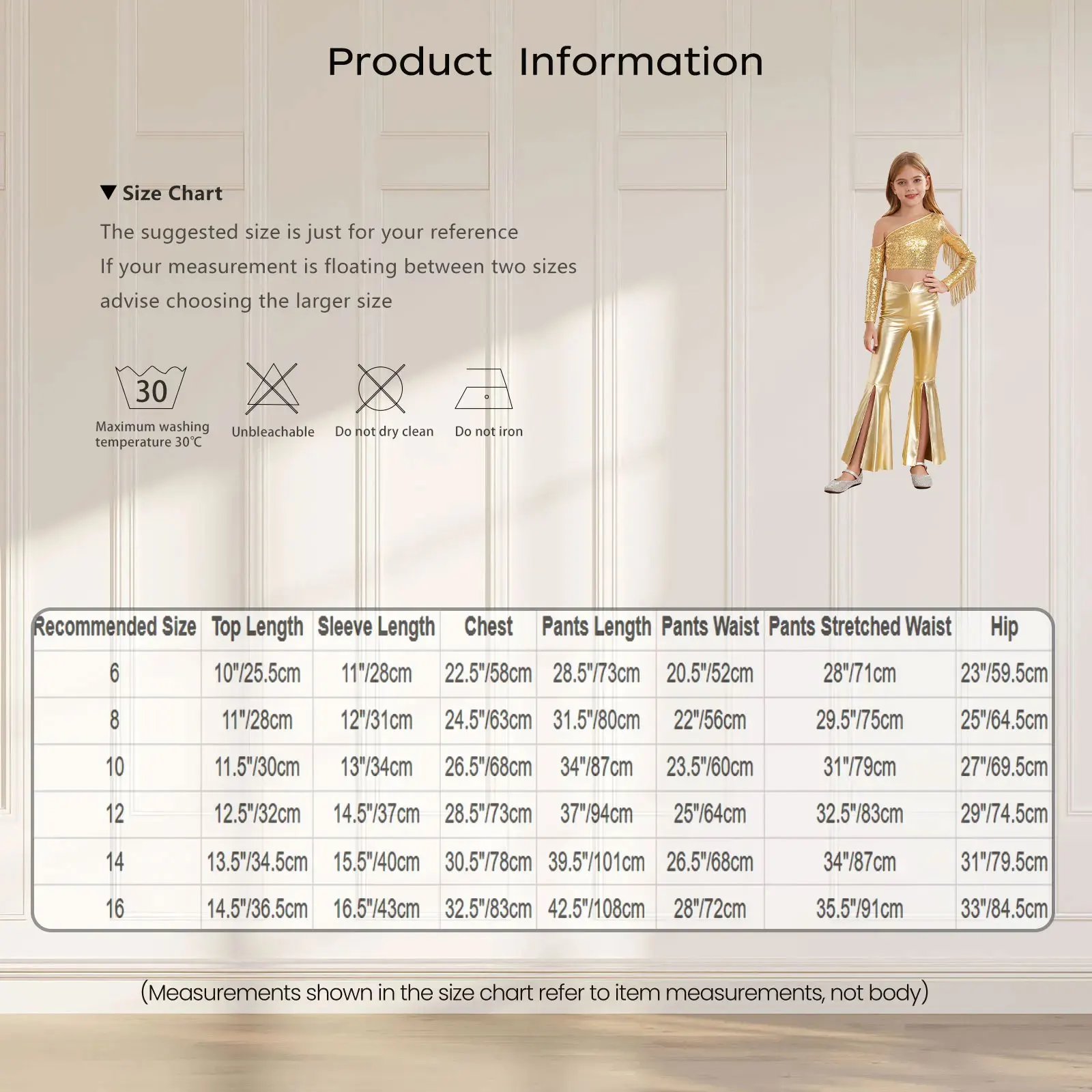 Conjunto de baile de Jazz para niñas, Top de lentejuelas con un hombro y pantalones con parte inferior de campana dividida, traje de baile disco para actuación de danza del vientre