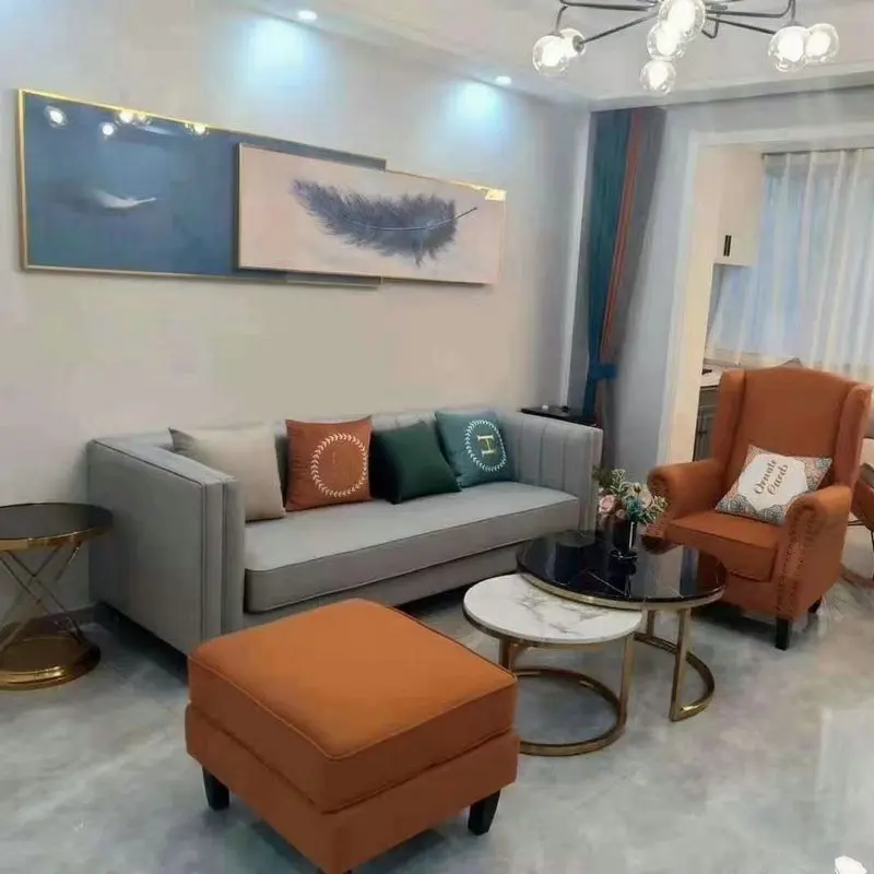 #Genuine Leather L-shaped Sectional Sofa Set European Living Room Apartment Hotel Furniture Custom Factory OEM