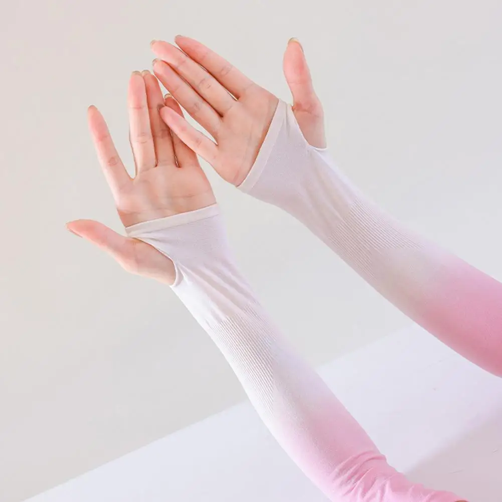 

Elastic Arm Sleeves Gradient Color Uv Protection Arm Sleeves for Outdoor Sports Cycling Breathable Ice Arm Covers for Driving