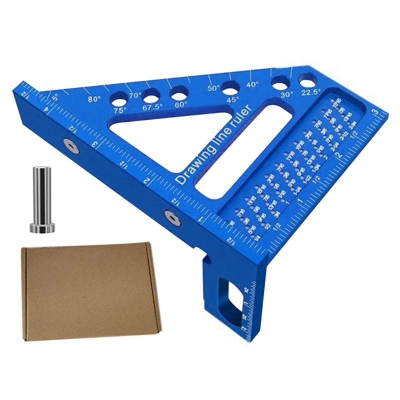 3D Woodworking Square Protractors, 45/90 Degree CarpenterSquare Aluminum Miters Woodworking Ruler, RulerScriber