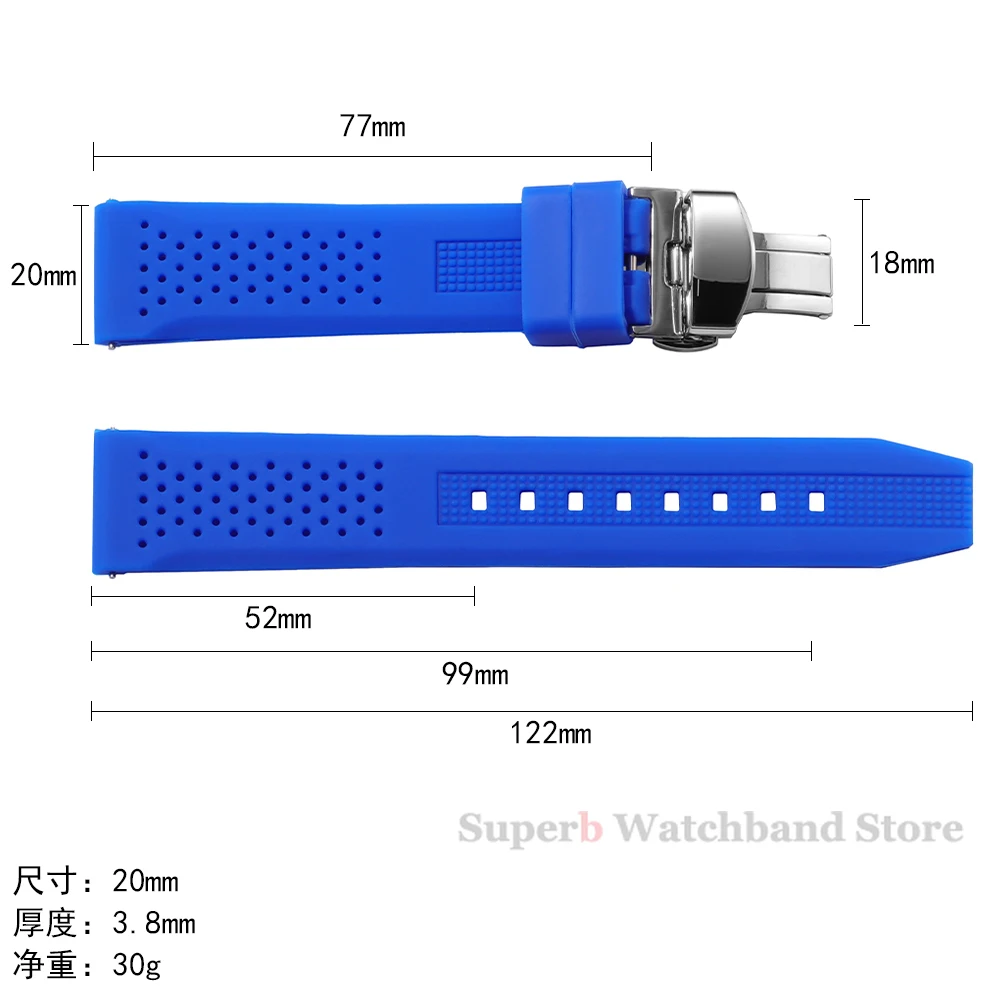 Correa de silicona suave para reloj Seiko de 16/18/20/22/24mm, correa de goma Universal de liberación rápida, pulsera transpirable con hebilla de mariposa