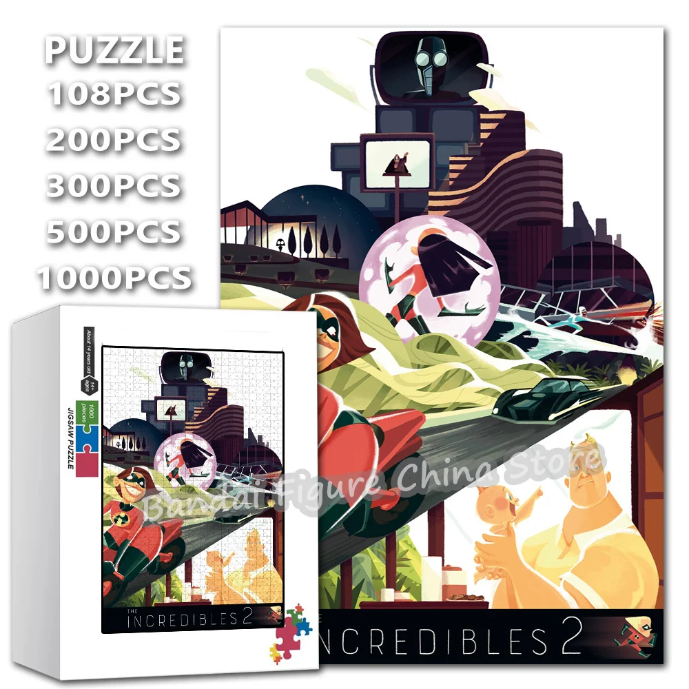 

The Incredibles-2 Movie Intelligence Jigsaw Puzzles Disney Characters Diy Assembled Print Puzzle for Family Stress Relief Toys