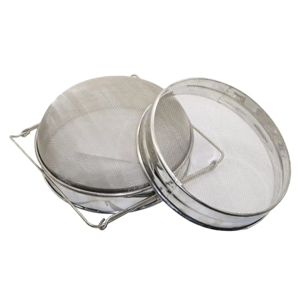 Stainless Steel Double Sieve Honey Strainer Food Filter with Extendable Arms